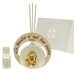 Bomboniera Diffusore icona Sfera in resina Cerchio simbolo Comunione h 10 cm con scatola art 04A270