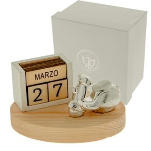 Bomboniera Calendario in Legno inserto Vespa resina Argentata 11 x h 6 cm con scatola art 04A296