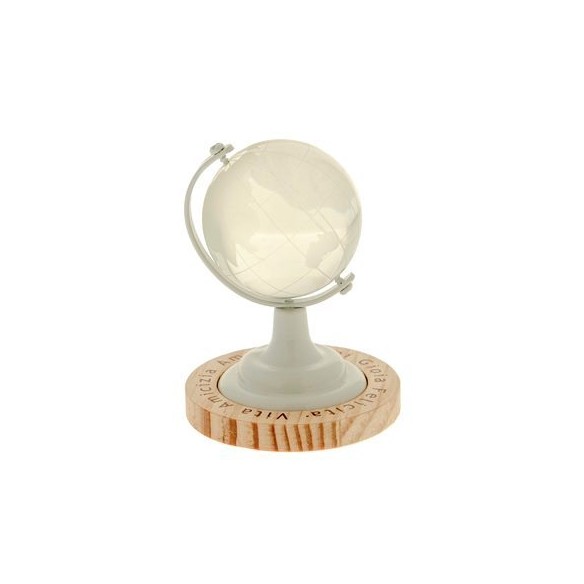 Bomboniera decorazione Mappamondo in Vetro con Base Legno h 9 cm art 07A077