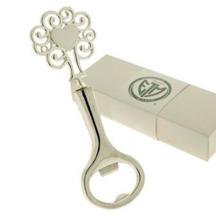 Bomboniera Apri Bottiglia in metallo inserto albero della vita e cuore argentato 11,5 cm con scatola art 12A062