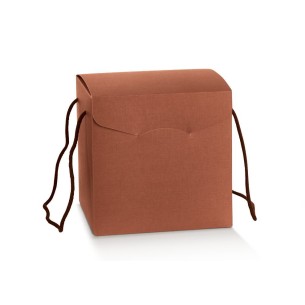 Scatola tipo SEGRETO colore Marrone SETA CORTEN per Pasticcini Colomba Panettone artigianale mis. 28 x 20 x h 35 cm Confezione 2