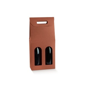 Scatola porta 2 bottiglia colore Marrone SETA CORTEN  18 x 9 x h 38,5 cm set 30 pz art 39112