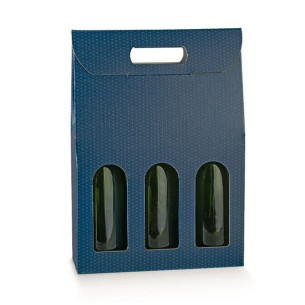Scatola porta 3 bottiglia colore SPOT BLU 27 x 9 x h 38,5 cm set 30 pz art 38502