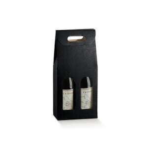 Scatola porta 2 bottiglia colore SETA NERO 18 x 9 x h 38,5 cm set 30 pz art 17122