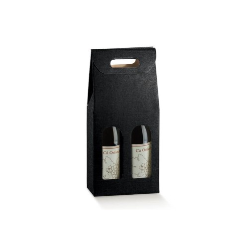 Scatola porta 2 bottiglia colore SETA NERO 18 x 9 x h 38,5 cm set 30 pz art 17122