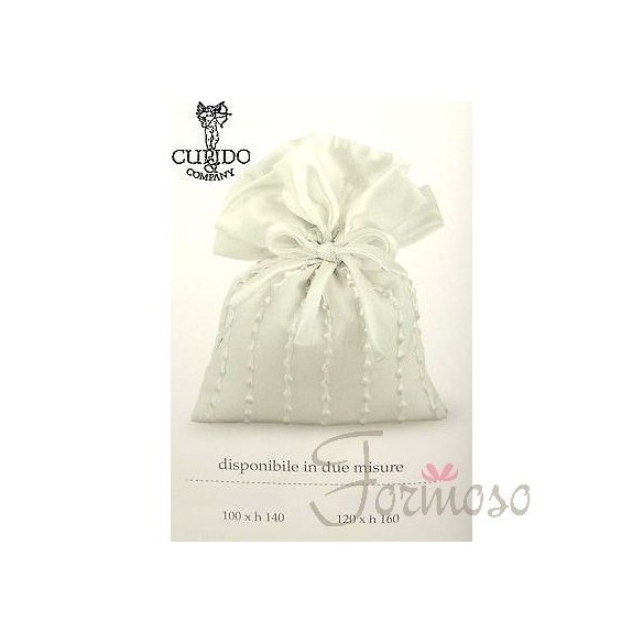 Sacchetto fili bianco con fiori bomboniera 100 x 140 mm art 55484