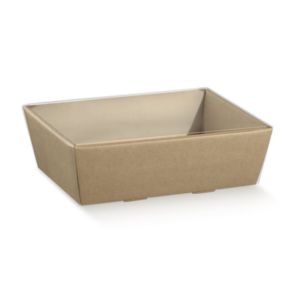 Vassoio Conico colore AVANA con coperchio in PVC 32 x 11 x h 9,5 cm set 50 pz art 35867