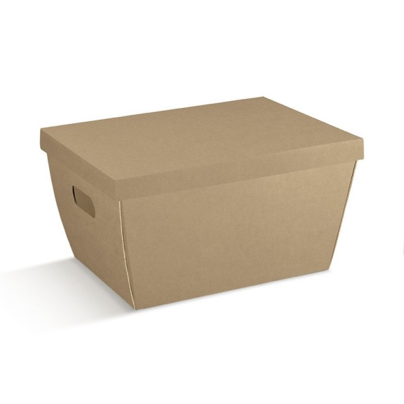 Vassoio Conico con Foro Maniglia e coperchio colore AVANA 43,5 x 28 x h 23 cm Confezione 10 pz art 35472