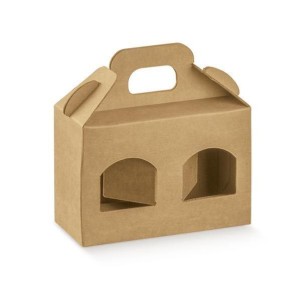 Scatola porta 2 vasetti per bar o negozi Colore AVANA liscio  mis 13 X 6 X H 9  cm Confezione 100 pz Art 35917
