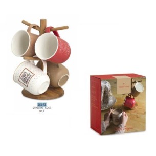 Bomboniera set 4 tazzine in Ceramica colorata con piedistallo D 9 x h 10 cm confezione 2 set Art 25673