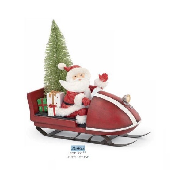 Decorazione Babbo Natale su slitta in poli resina con led 31 x 11 x h 35 cm confezione 1 pz Art 26963