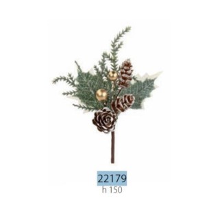 Decorazione Natale Pick pigna con Bacche ORO h 15 cm confezione 48 pz art 22179