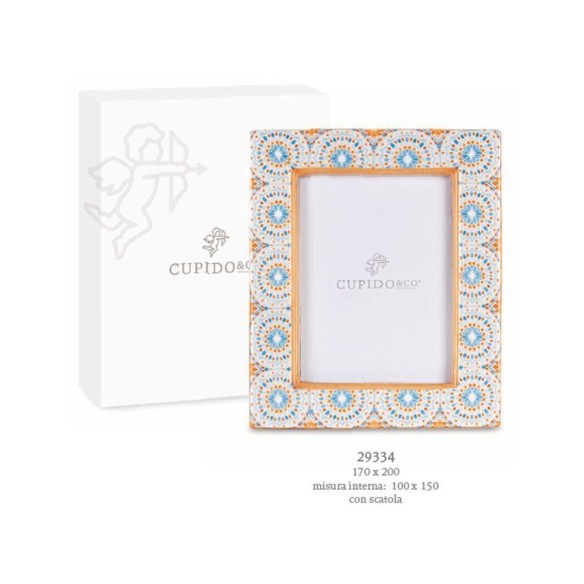 Bomboniera Matrimonio Porta Foto stile MAROCCO in ceramica con scatola 17 x h 20 cm art 29334