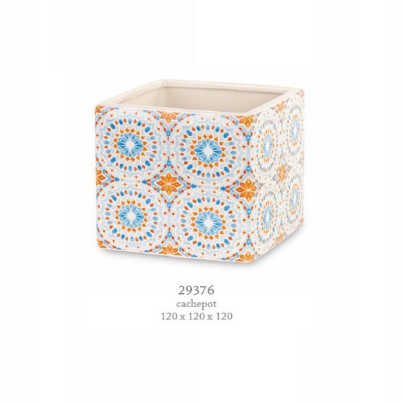 Bomboniera Matrimonio copri Vaso CACHEPOT stile MAROCCO in Ceramica 12 x 12 x h 12 cm art 29376