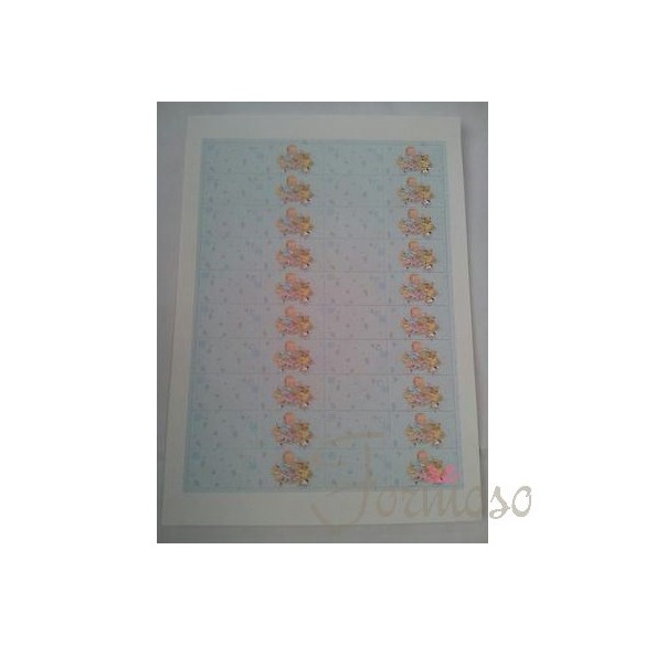 Foglio 20 bigliettini per bomboniera battesimo bimbo celeste 4,5 x 2,5 cm -art 12510C
