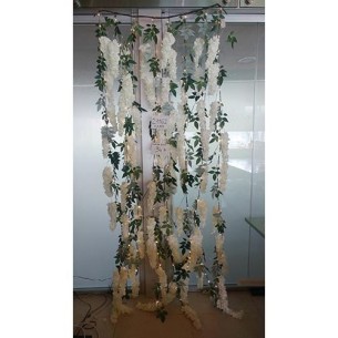 Decorazione Tenda con fiori finti tipo GLICINE colore bianco con 192 LED Allestimento Wedding matrimonio 1,00 x h 2,5 mt art 291