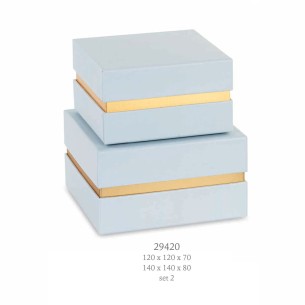 Set 2 pz scatola porta confetti quadrata colore Carta da Zucchero 12x12xh7 / 14x14xh8 cm art 29420