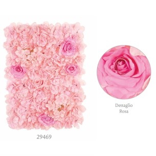 Decorazione pannello ROSE finte colore ROSA Allestimento Wedding party planner 60 x 40 cm art 29469