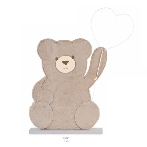 Sagoma orsetto in Eco pelliccia e legno con inserto cuore a Led Party Planner Allestimento h 95 cm art 29347