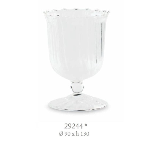 Bomboniera Matrimonio Vaso Calice in vetro Trasparente a righe 9 x h 13 cm art 29244