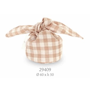 Bomboniera Decorazione Sacchetto in Tessuto a quadri Beige e Avorio annodabile 6 x h 5 cm Confettata Wedding confezione 12 pz ar