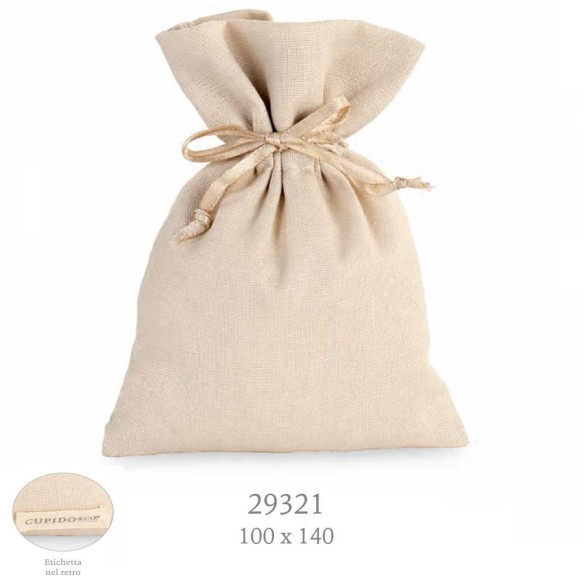 Bomboniera Sacchetto porta confetti in tessuto Beige 10 x h 14 cm confezione 12 pz art 29321