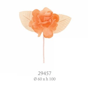 Fiore Decorazione Bomboniera tipo Rosa Color SALMONE D 6 x h 10 cm confezione 12 pz art 29457