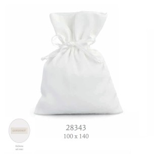 Bomboniera Sacchetto confetti in RASO Bianco matrimonio 10 x h14 cm Confezione 12 pz art 28343