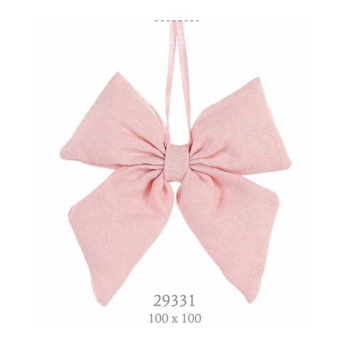Decorazione Fiocco in tessuto Cotone Rosa da appendere nascita Compleanno  10 x 10 cm art 29331