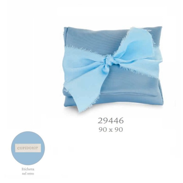 Bomboniera Sacchetto tipo Bustina in raso Celeste con Nastro matrimonio 9 x h 9 cm Confezione 12 pz art 29446