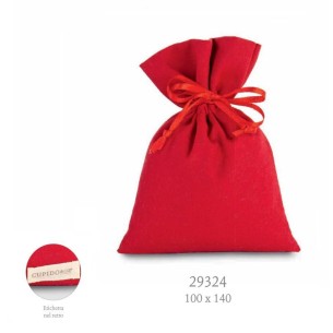 Bomboniera Sacchetto porta confetti in tessuto Rosso confezione 10 x h 14 cm 12 pz art 29324