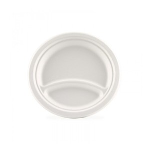 Piatti piatto BIODEGRADABILE carta cellulosa bianco 2 scomparti festa Party D 23 cm confezione 50 pz Art BIOCELL23