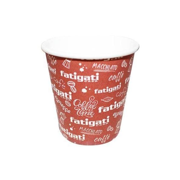 Bicchiere per caffe monouso Biodegradabile con Stampa FATIGATI da 80 ml confezione 50 pz Art 39041
