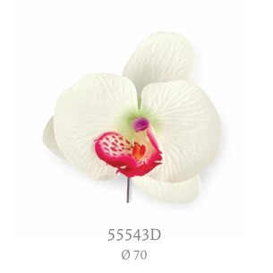Decorazione bomboniera Fiore ORCHIDEA in tessuto colore Bianco D 7 cm Confezione 72 pz art 55543D