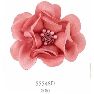 Decorazione bomboniera Fiore in tessuto colore Malva D 8 cm Confezione 72 pz art 55548D