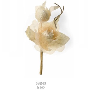 Fiore Decorazione Bomboniera in tessuto Colore Beige h 16 cm confezione 72 pz art 53843