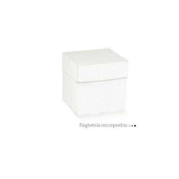 Scatola bomboniera tipo Lino Bianco pieghevole con coperchio  8 x 8 x h 6 cm 20 pz art 71554
