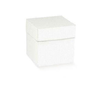Scatola bomboniera tipo Lino Bianco pieghevole con coperchio 12 x 12 x h 19 cm 20 pz art 71569