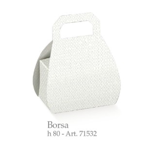 Scatola Confetti tipo Borsa LINO BIANCO h 8 cm confezione 20 pz art 71532