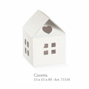 Scatola porta confetti modello Casetta Lino Bianco 5,5 x 5,5 x h 8 cm confezione 20 pz Art 71536
