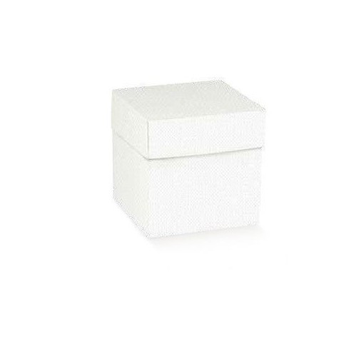 Scatola bomboniera tipo Lino Bianco Fondo e coperchio 5 x 5 x h 5 cm 20 pz art 71550