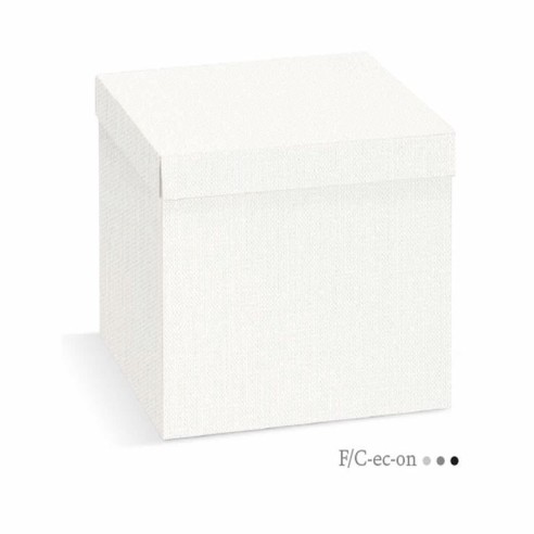 Scatola duo - base cartoncino bianco (trama fibra bianco) con parte pvc  trasparente - cm 10x10x12h