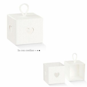 Scatola Confetti LINO BIANCO inserto cuore 9 x 9 x h 6,5 cm Confezione 50 pz art 27686