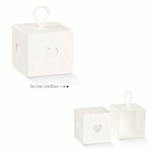 Scatola Confetti LINO BIANCO inserto cuore 9 x 9 x h 6,5 cm Confezione 50 pz art 27686