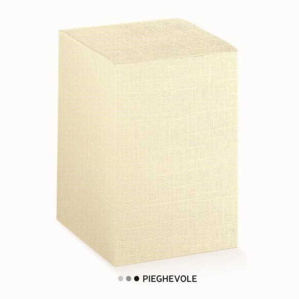 Scatola bomboniera tipo Pieghevole Seta Avorio 7,5 x 7,5 x h 9 cm - n 20 pz art. 13135