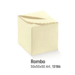 Scatola bomboniera Seta avorio modello ROMBO 5 x 5 x h 5 cm set 200 pz art 13186
