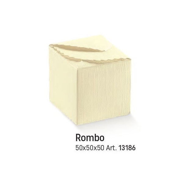 Scatola bomboniera Seta avorio modello ROMBO 5 x 5 x h 5 cm set 200 pz art 13186