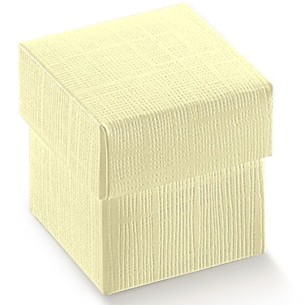 Scatola modello fondo e  coperchio in seta avorio 6 x 6 x 3,5 h cm set 20 pz art 14161