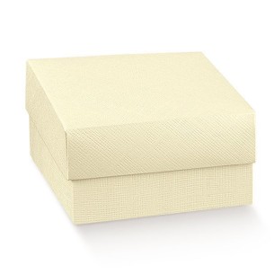 Scatola bomboniera o regalo fondo e coperchio in seta avorio 14 x 14 x 8 h cm set 20 pz art 13069