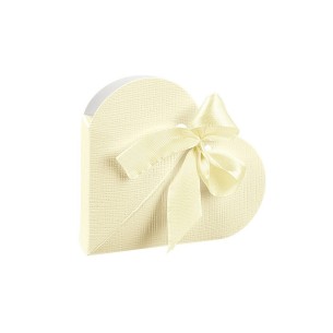 Scatola CUORE Seta Avorio porta riso o confetti 6,5 x 1,5 cm Confezione 200 pz art 13026